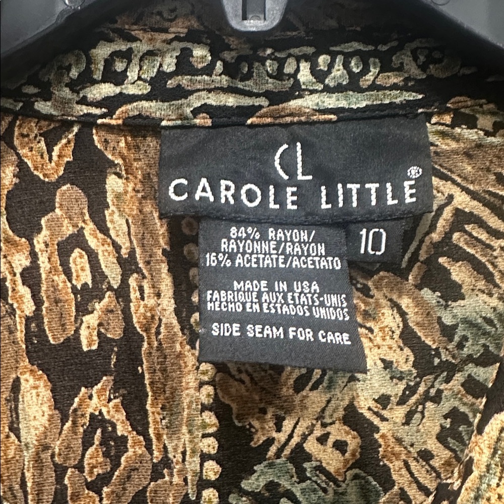 Carole Little vintage 90s long sleeve Top blouse floral brown green size 10 NWT - Picture 5 of 9